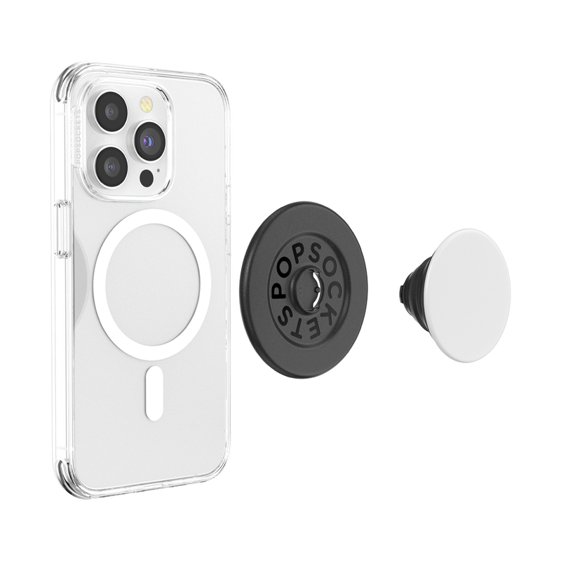 White Heart Love Outlined on Black PopSockets Popgrip: Swappable Grip for Phones & Tablets